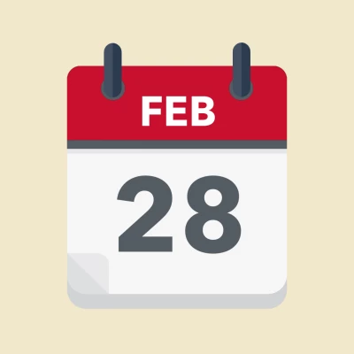 Calendar icon showing 28th February