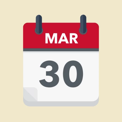 Calendar icon showing 30th March